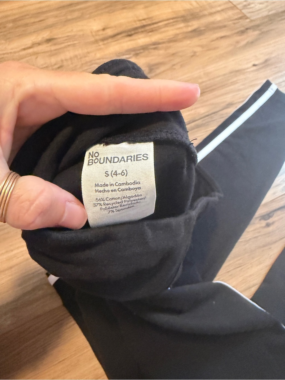 No Boundaries Black Leggings with White Side Stripes - Picture 4 of 4